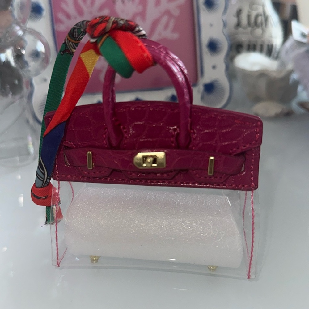 Mini bag charm Pink Croc-Embossed Women's Bag